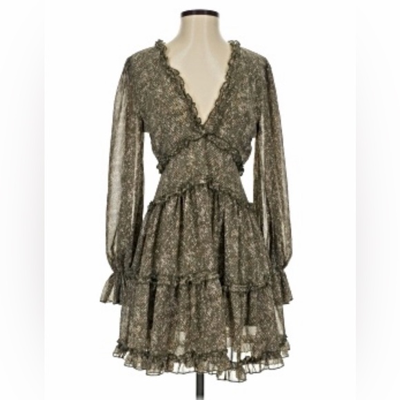 Dresses & Skirts - A226. Olive Green Ruffle Dress